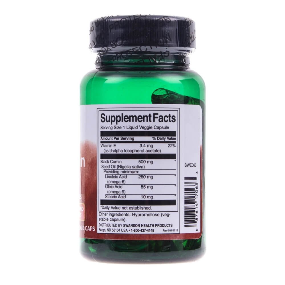Swanson juodųjų kmynų sėklų aliejus (juodieji kmynai) 500 mg - 60 kapsulių - Magnis.lt