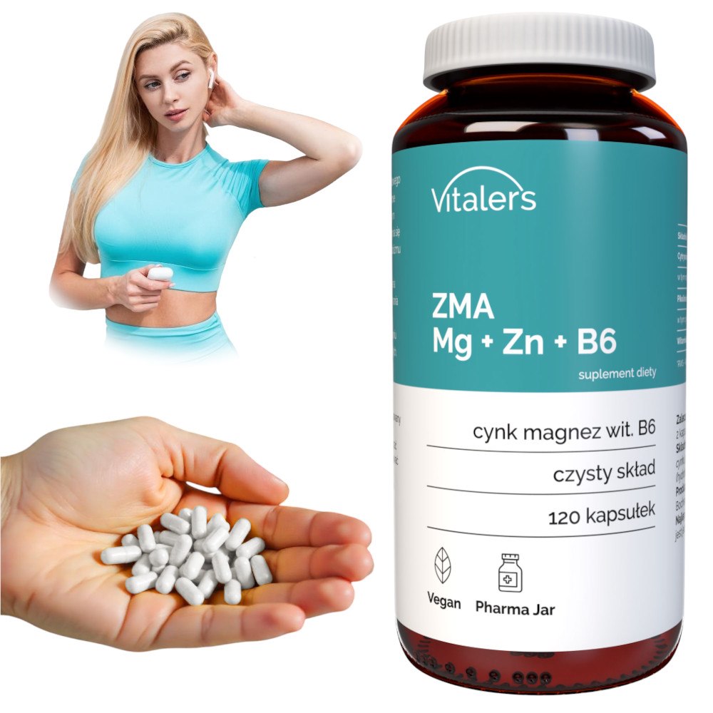 Vitaler's ZMA Mg 240 mg + Zn 15 mg + B6 10 mg - 120 kapsulas