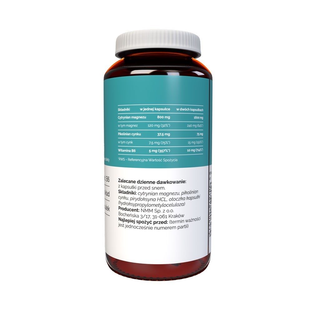 Vitaler's ZMA Mg 240 mg + Zn 15 mg + B6 10 mg - 120 kapsulas