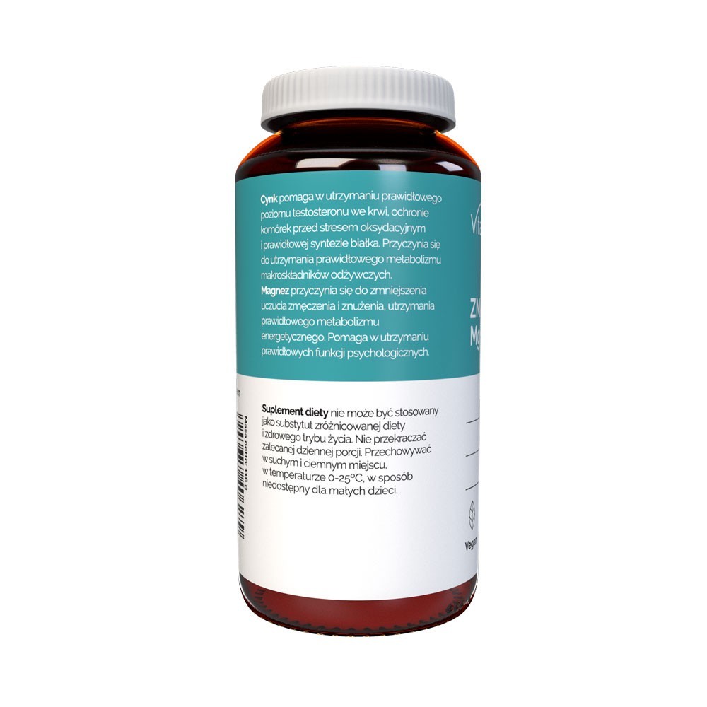 Vitaler's ZMA Mg 240 mg + Zn 15 mg + B6 10 mg - 120 kapsulas