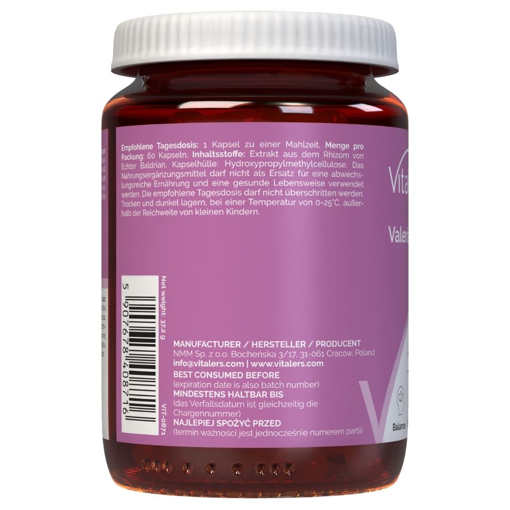 Vitaler's Valēriāns (baldriāns) 500 mg - 60 kapsulas