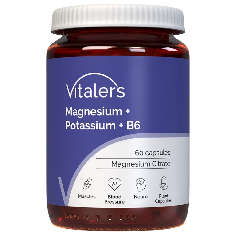 Vitaler's - Magnijs 100 mg + Kālijs 150 mg + B6 6 mg 60 kapsulas