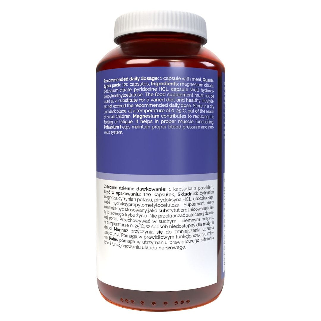 Vitaler magnijs 100 mg + kālijs 150 mg + B6 6 mg - 120 kapsulas