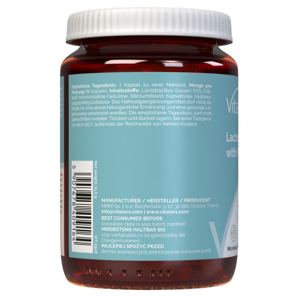 Vitaler's Probiotic Lactobacillus Gasseri ar FOS - 60 kapsulas