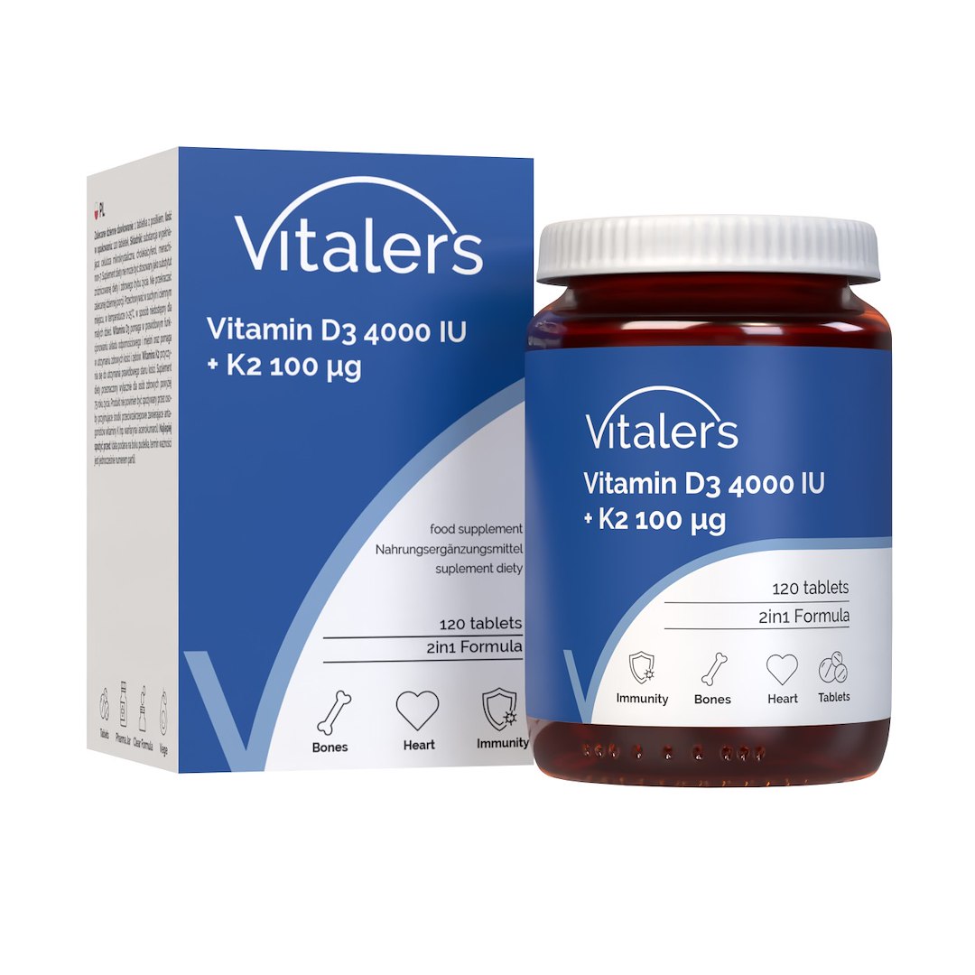 Vitaler D3 vitamīns 4000 SV + K2 100 µg - 120 tabletes