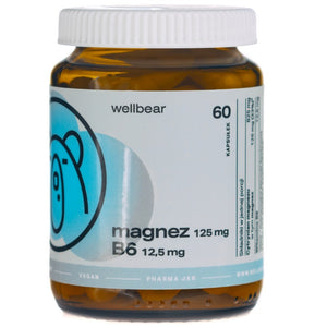 Wellbear magnis 125 mg + B6 vitamīns – 60 kapsulas