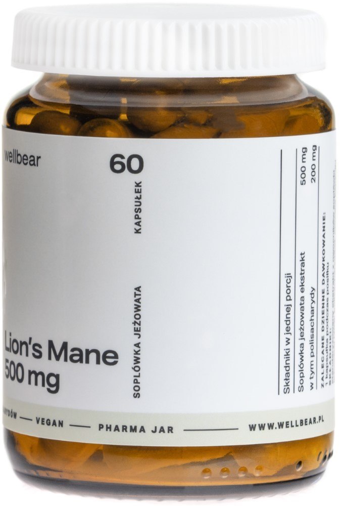 Wellbear Lion's Mane (Hericium erinaceus) 500 mg - 60 kapsulas