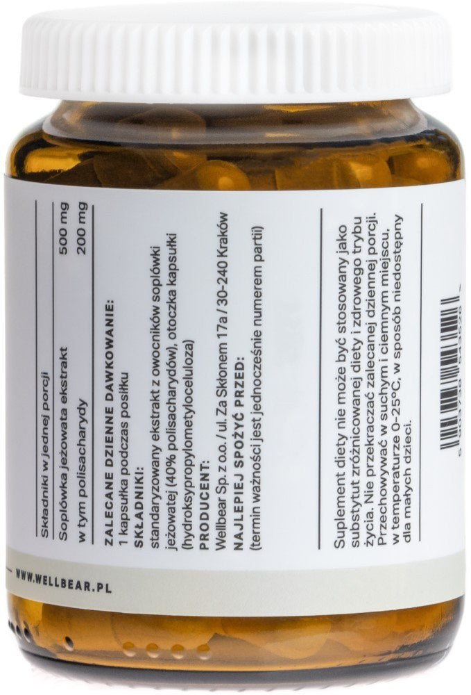 Wellbear Lion's Mane (Hericium erinaceus) 500 mg - 60 kapsulas