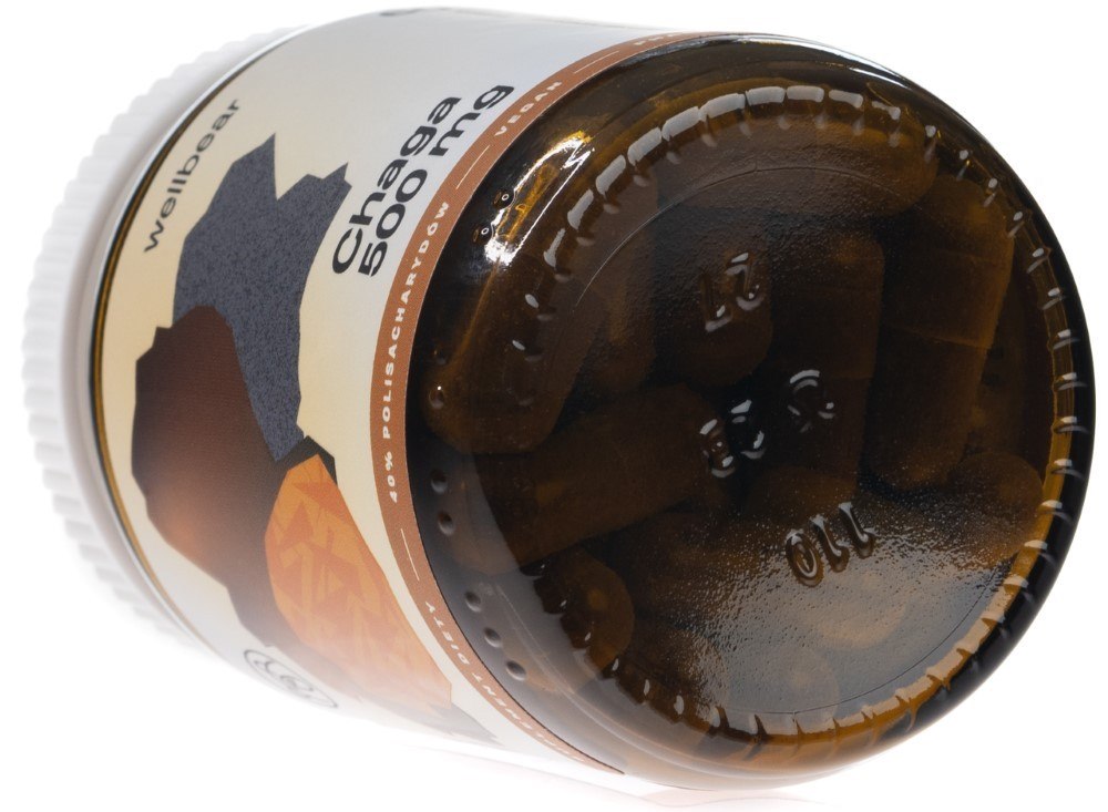 Wellbear Chaga (subkortikālais glosofors) 500 mg - 60 kapsulas