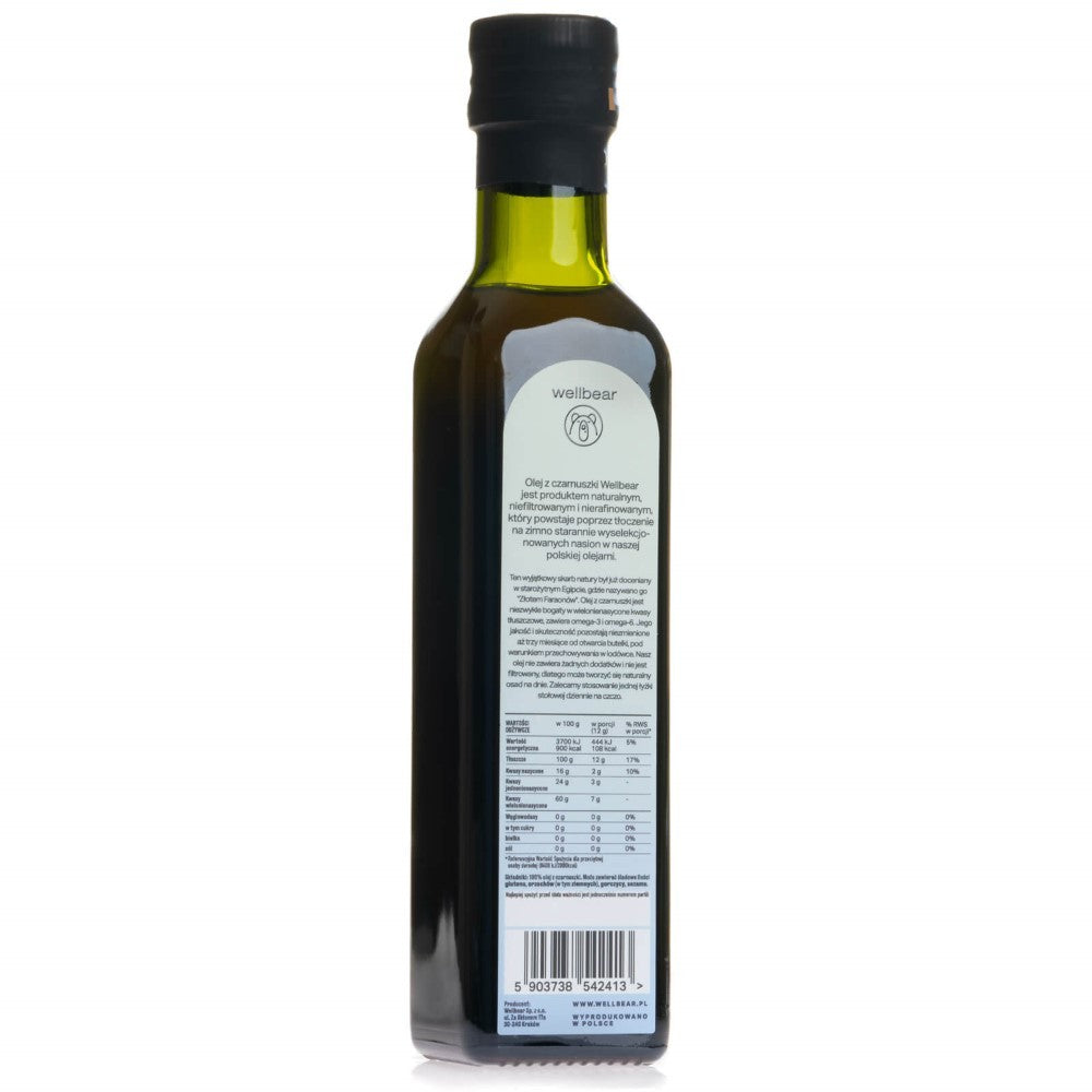 Wellbear Aukstās preses melno ķimeņu eļļa - 250 ml