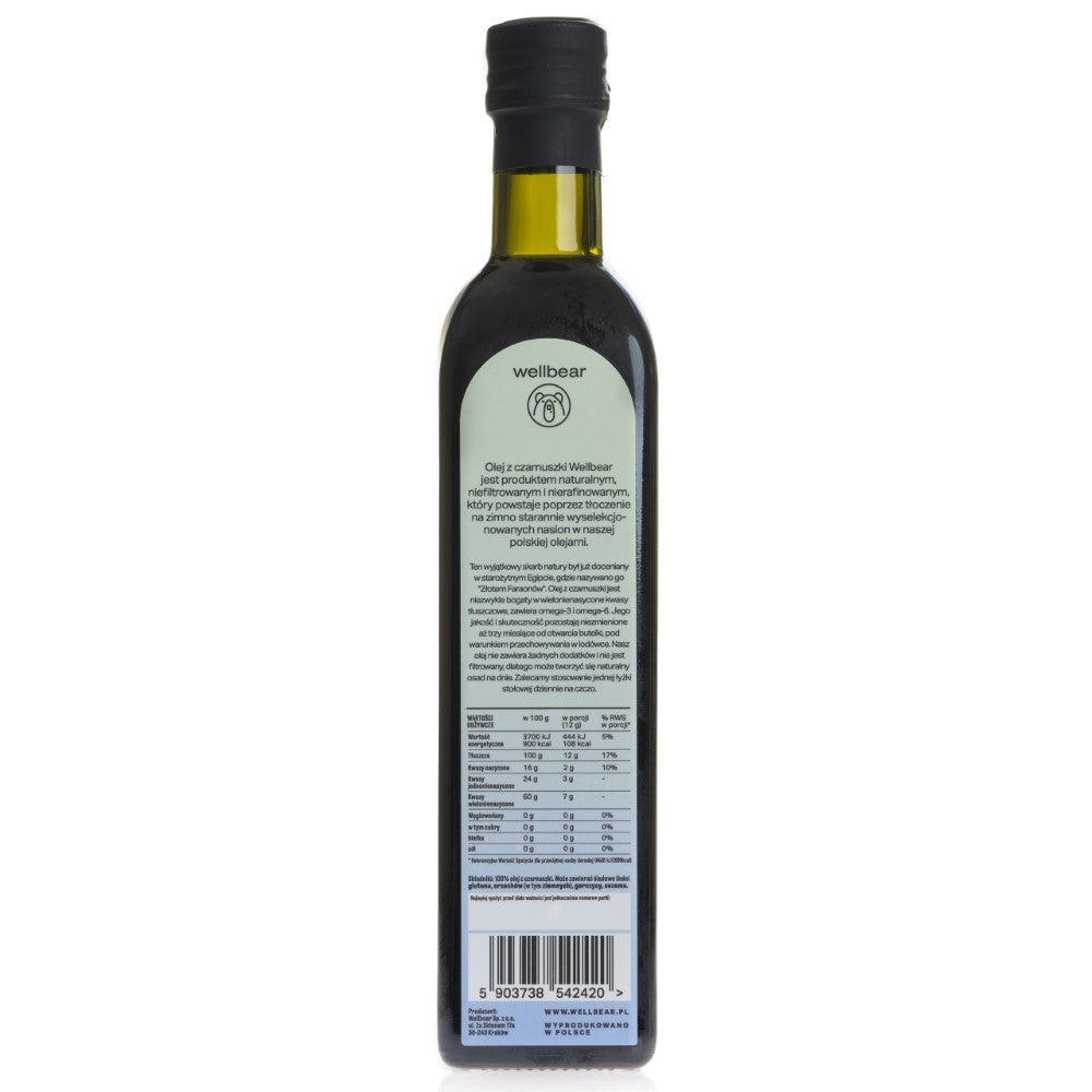 Wellbear Aukstās presēšanas melno ķimeņu eļļa - 500 ml