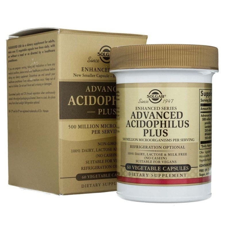Solgar Advanced Acidophilus Plus - zarnu baktēriju flora 60 kapsulas