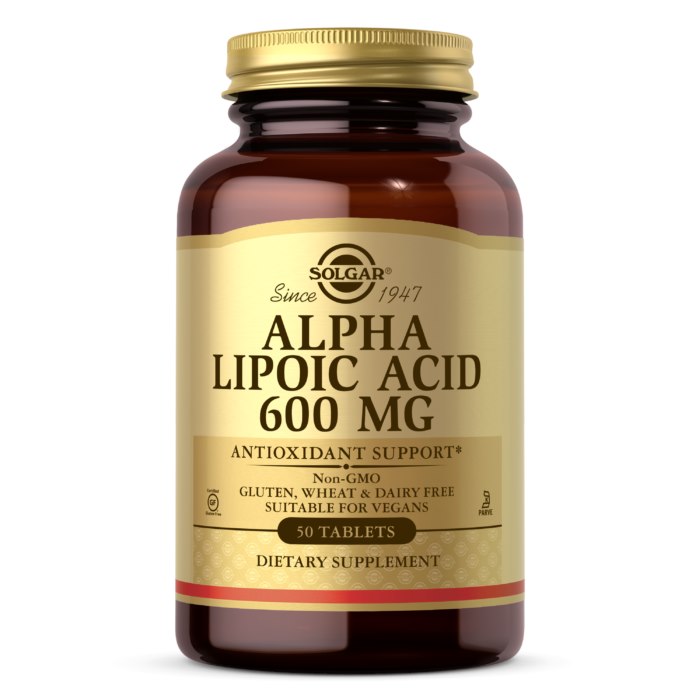 Solgar alfa liposkābe 600 mg - alfa liposkābe 600 mg 50 tabletes
