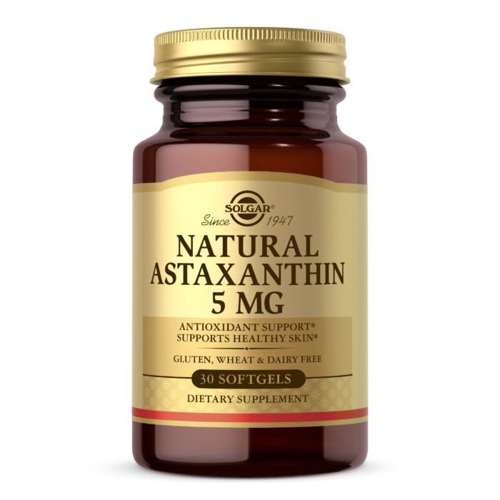 Solgar astaksantīns - astaksantīns 5 mg 30 kapsulas
