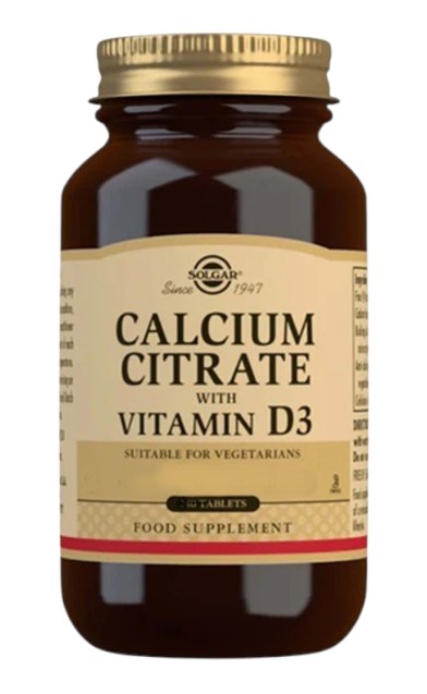 Solgar kalcija citrāts ar D3 vitamīnu 60 tabletes
