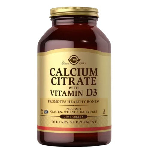 Solgar kalcija citrāts ar D3 vitamīnu, 240 tabletes
