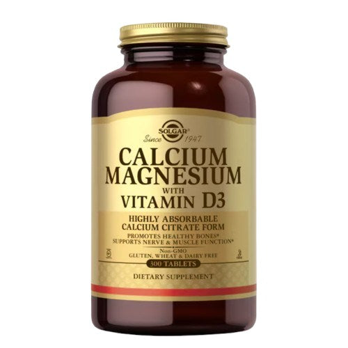 Solgar kalcija un magnija tablešu komplekts ar D3 vitamīnu – kalcijs, magnijs un D3 vitamīns, 300 tabletes