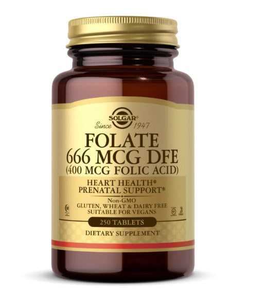 Solgar folijskābe 666 mcg DFE 400 mcg folijskābe 250 tabletes