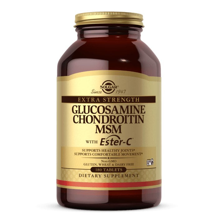 Solgar Īpaši spēcīgs glikozamīns, hondroitīns, MSM ar C vitamīnu 180 tabletes