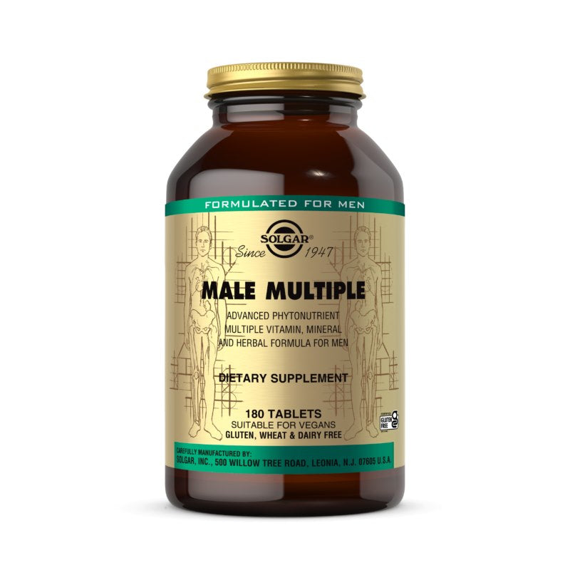Solgar Male Multiple – īpaša vitamīnu un minerālvielu formula ar dabīgām sastāvdaļām, 180 tabletes