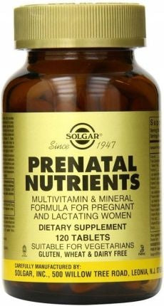 Solgar Prenatal Nutrients – Pirmsdzemdību vitamīni un minerāli 120 tabletes