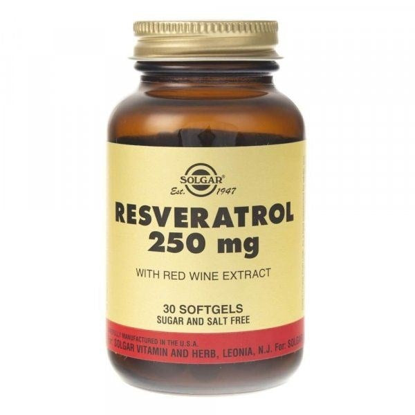 Solgar resveratrols 250 mg ar sarkanvīna ekstraktu 30 kapsulas