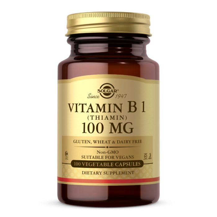 Solgar B1 vitamīns tiamīns – tiamīns 100 mg 100 kapsulas
