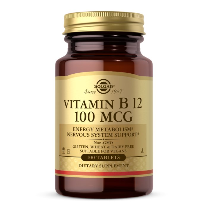 Solgar vitamīns B12 - vitamīns B12 100 mcg 100 tabletes