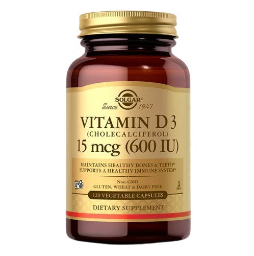 Solgar D3 vitamīns 15 µg 600 SV 120 kapsulas