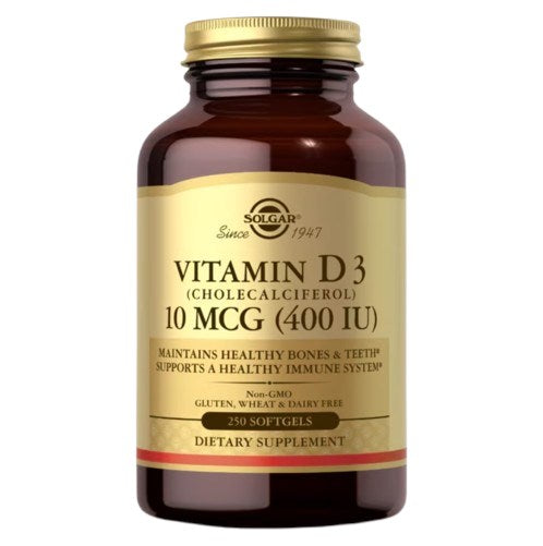 Solgar D3 vitamīns holekalciferols 10 µg 400 SV 250 kapsulas