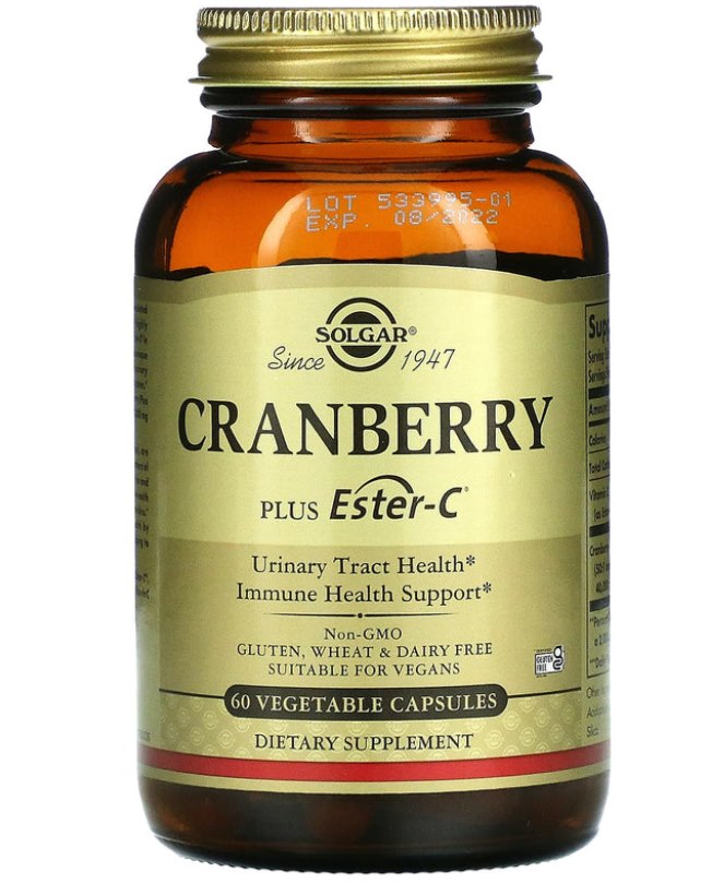 Solgar Cranberry Flavour – dzērveņu un C vitamīna esteru 60 kapsulas