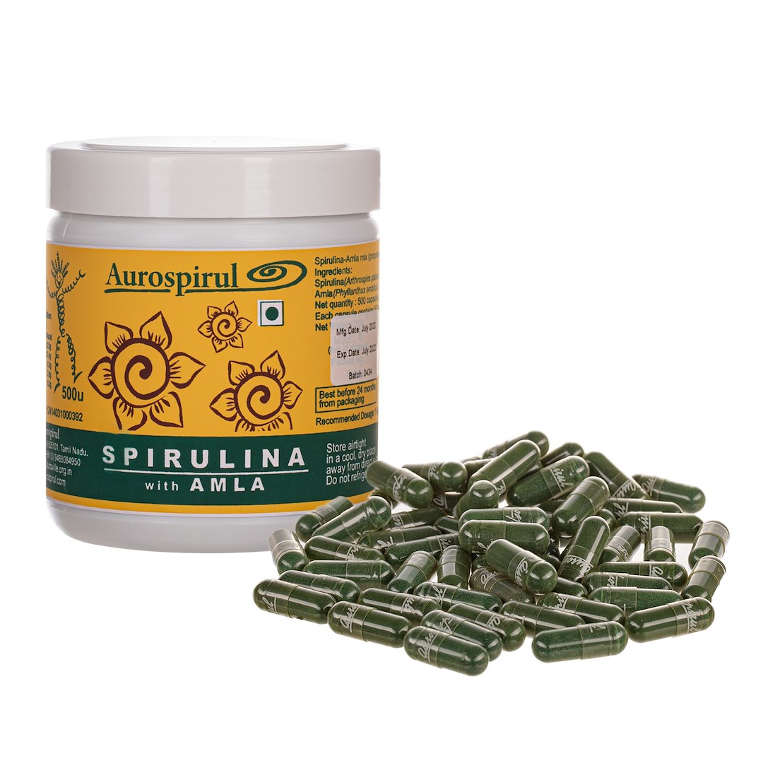 AUROSPIRUL Spirulina ar amlu 500 kaps.
