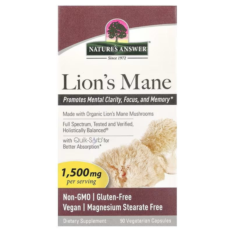 Nature's Answer Lauvas krēpes 1500 mg 90 kapsulas