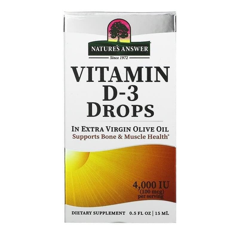 Nature's Answer D-3 vitamīna pilieni 4000 SV – D3 vitamīns 15 ml