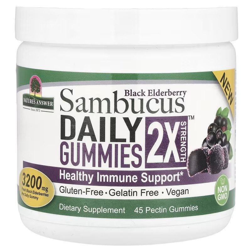 Nature's Answer Sambucus Daily gumijas lācīši 2 reizes stiprāki par melnajiem plūškokiem 45 gumijas lācīši