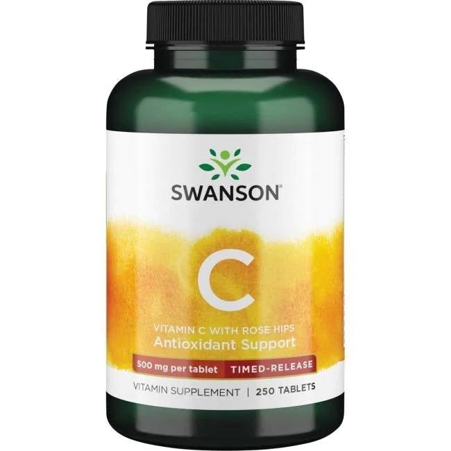 Swanson C-500 – C vitamīns no mežrozīšu augļiem, 250 tabletes