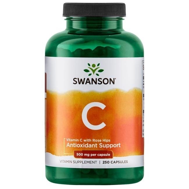 Swanson C vitamīns 500 + mežrozītes 250 kapsulas
