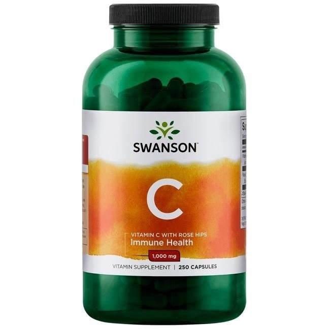 Swanson C vitamīns 1000 + mežrozītes 250 kapsulas