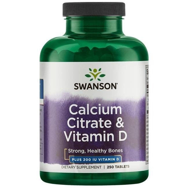 Swanson kalcija citrāts un D3 vitamīns, 250 tabletes