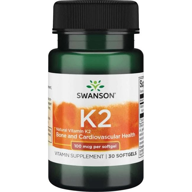 Swanson dabīgais K2 vitamīns 100 µg 30 kapsulas