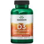 Swanson D3 ar kokosriekstu eļļu, 60 kapsulas