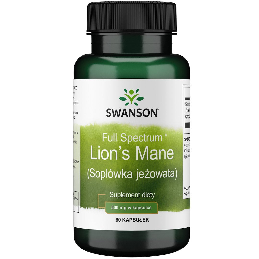 Swanson pilna spektra lauvu krēpes 500 mg 60 kapsulas