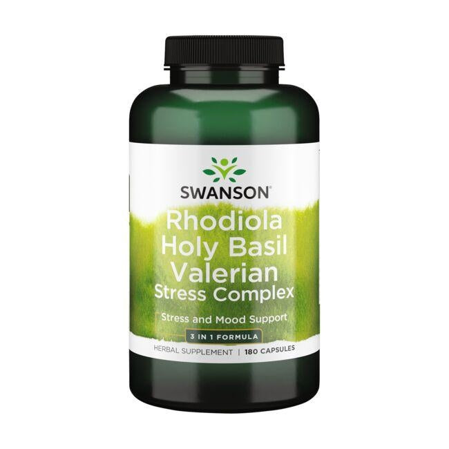 Swanson Stress Complex – rodijola, svētais baziliks un baldriāns, 180 kaps.