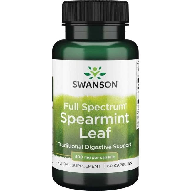 Swanson pipirmētru lapas pilna spektra 400 mg 60 kapsulas