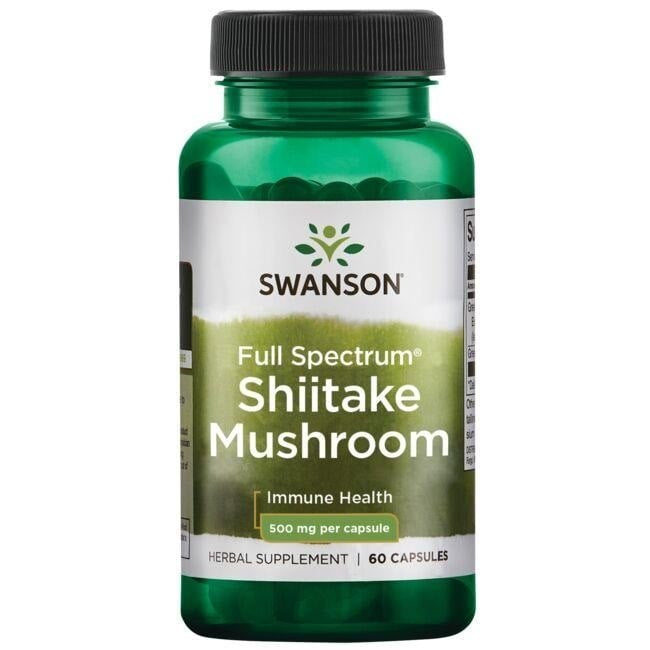 Swanson pilna spektra šitakes sēnes 500 mg 60 kapsulas
