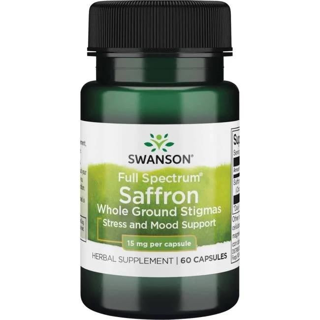 Swanson pilna spektra safrāns — safrāns 15 mg 60 kapsulas