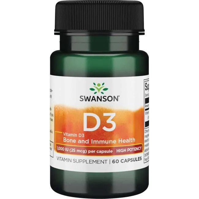 Swanson D3 vitamīns 1000 SV 25 mcg 60 kapsulas