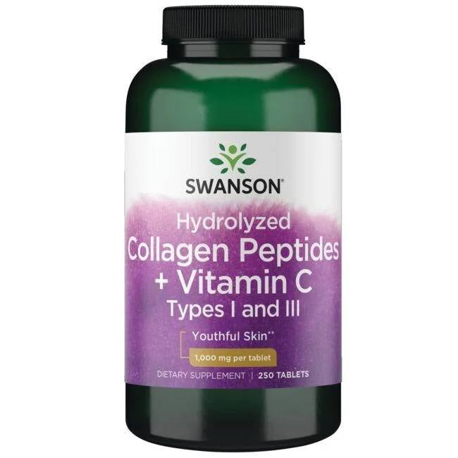Swanson hidrolizēts kolagēns I un III + C 250 tabletes