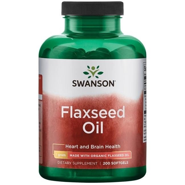 Swanson linsēklu eļļa 1000 mg 200 kapsulas