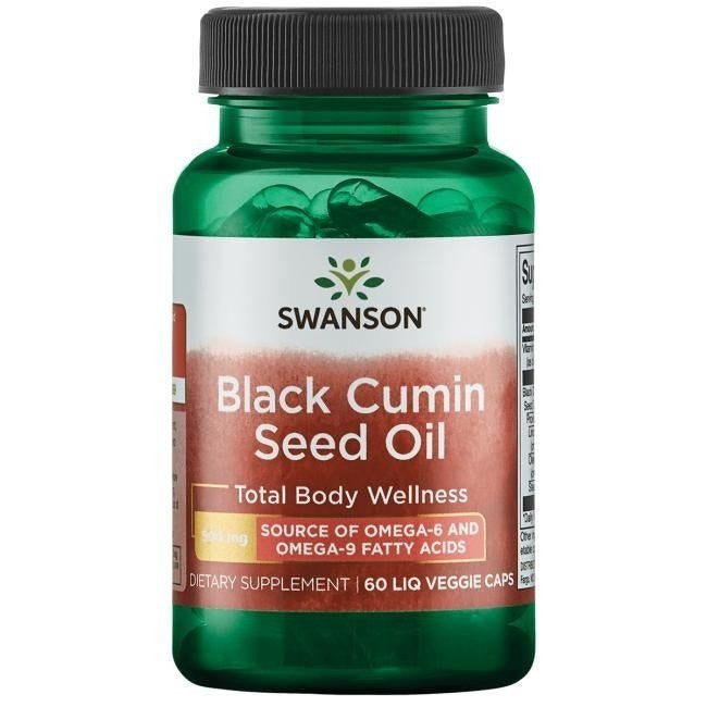 Swanson Melno ķimeņu eļļa 500 mg 60 kapsulas